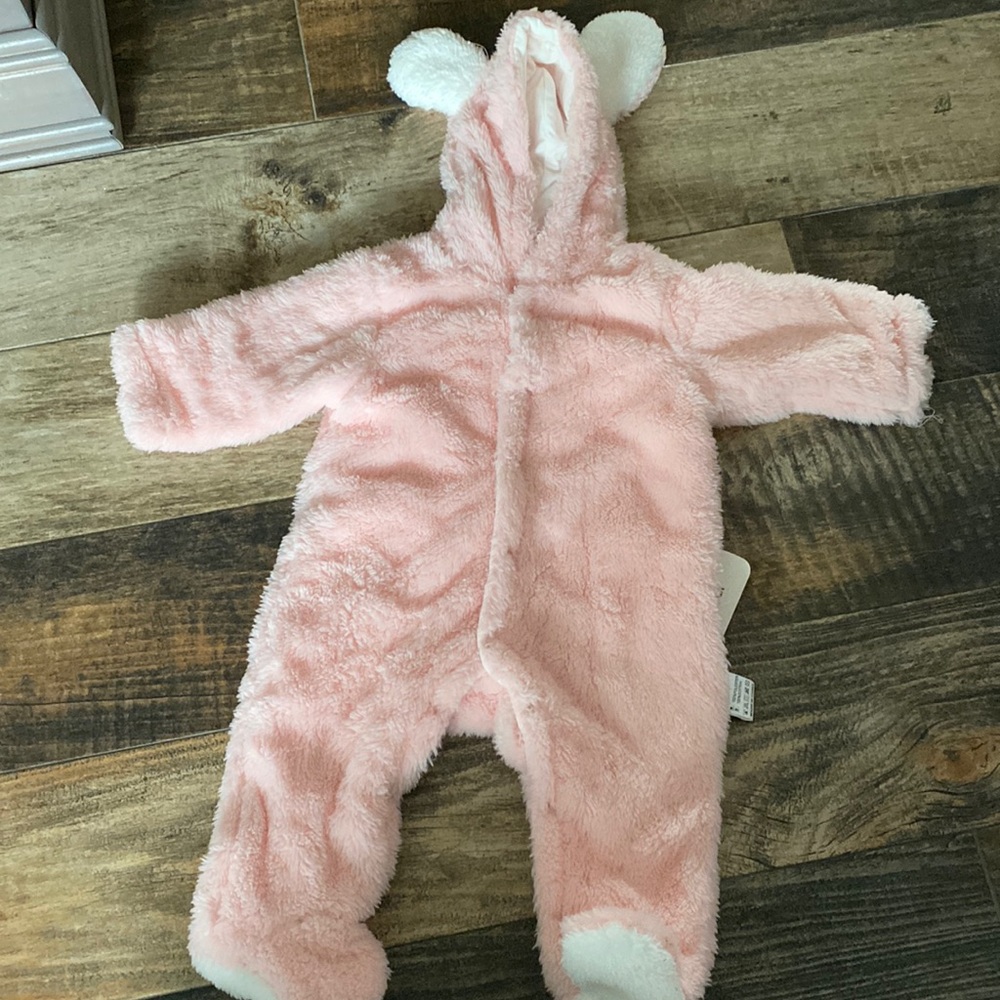 PatPat Fuzzy Long Sleeve Hooded Jumpsuit, 3-6 months